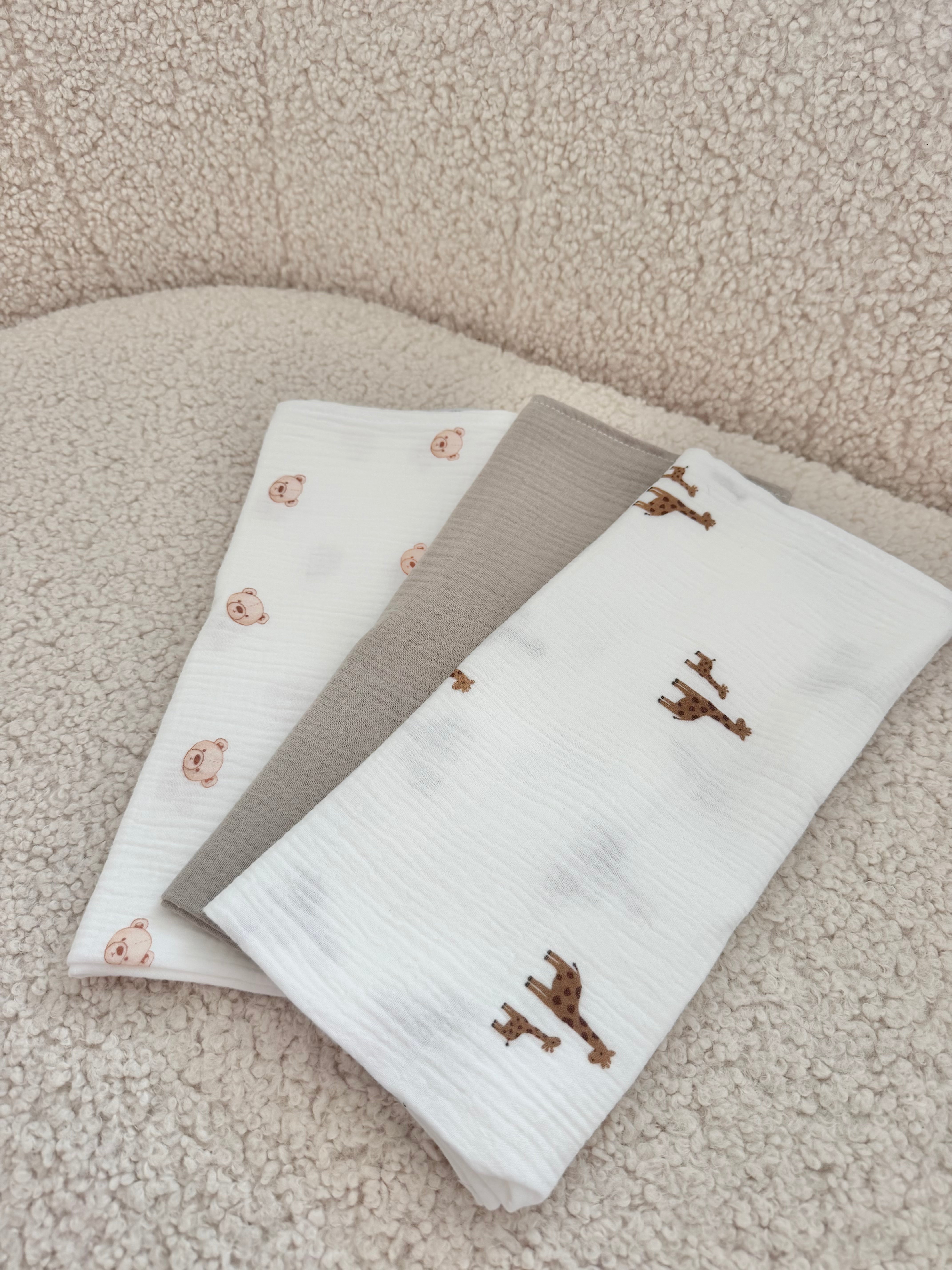 Muslin tetra pelena 3kom 60x60 Teddy-Žirafe