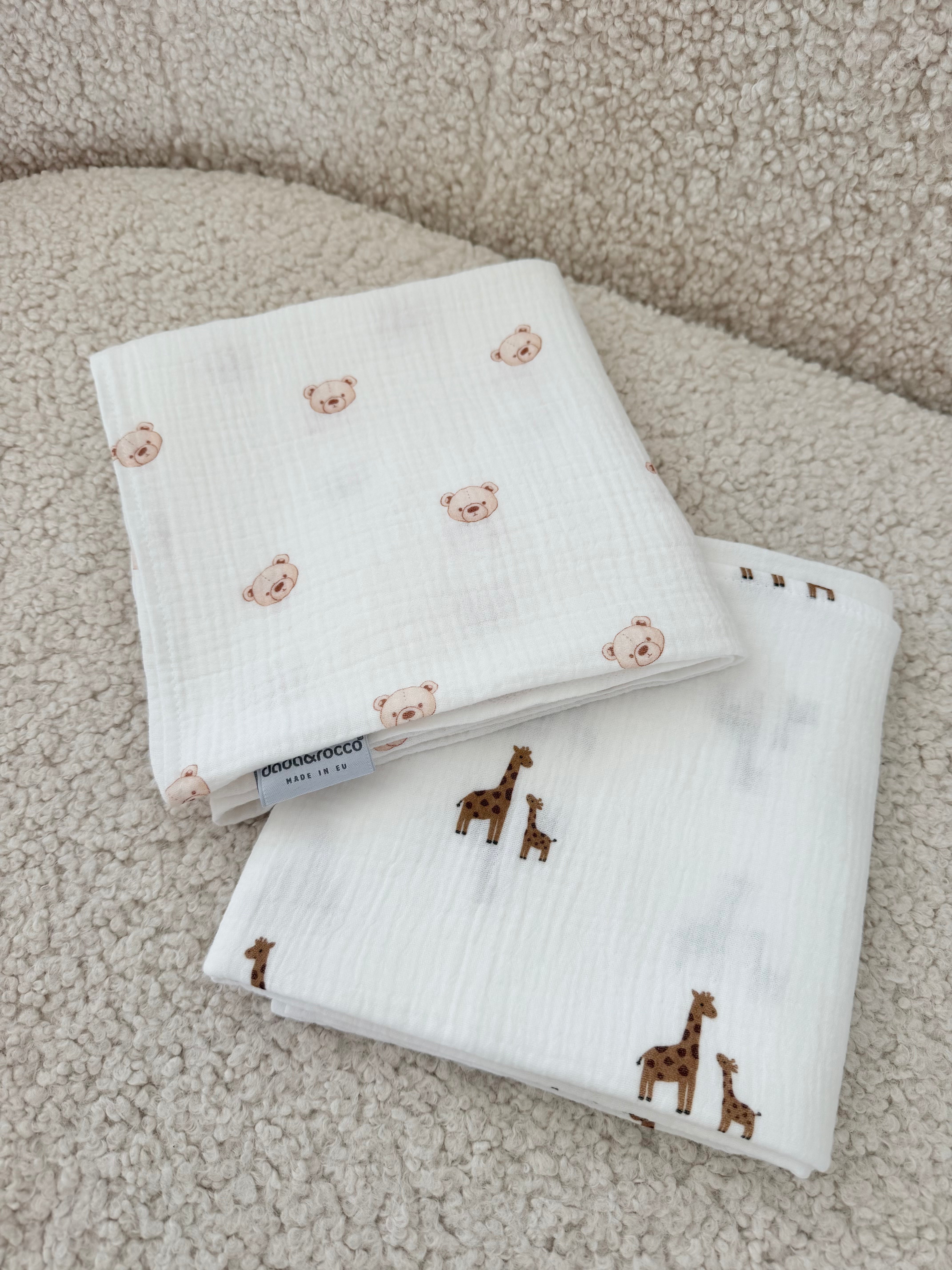 Muslin tetra pelena 2kom 80x80 Teddy-Žirafe